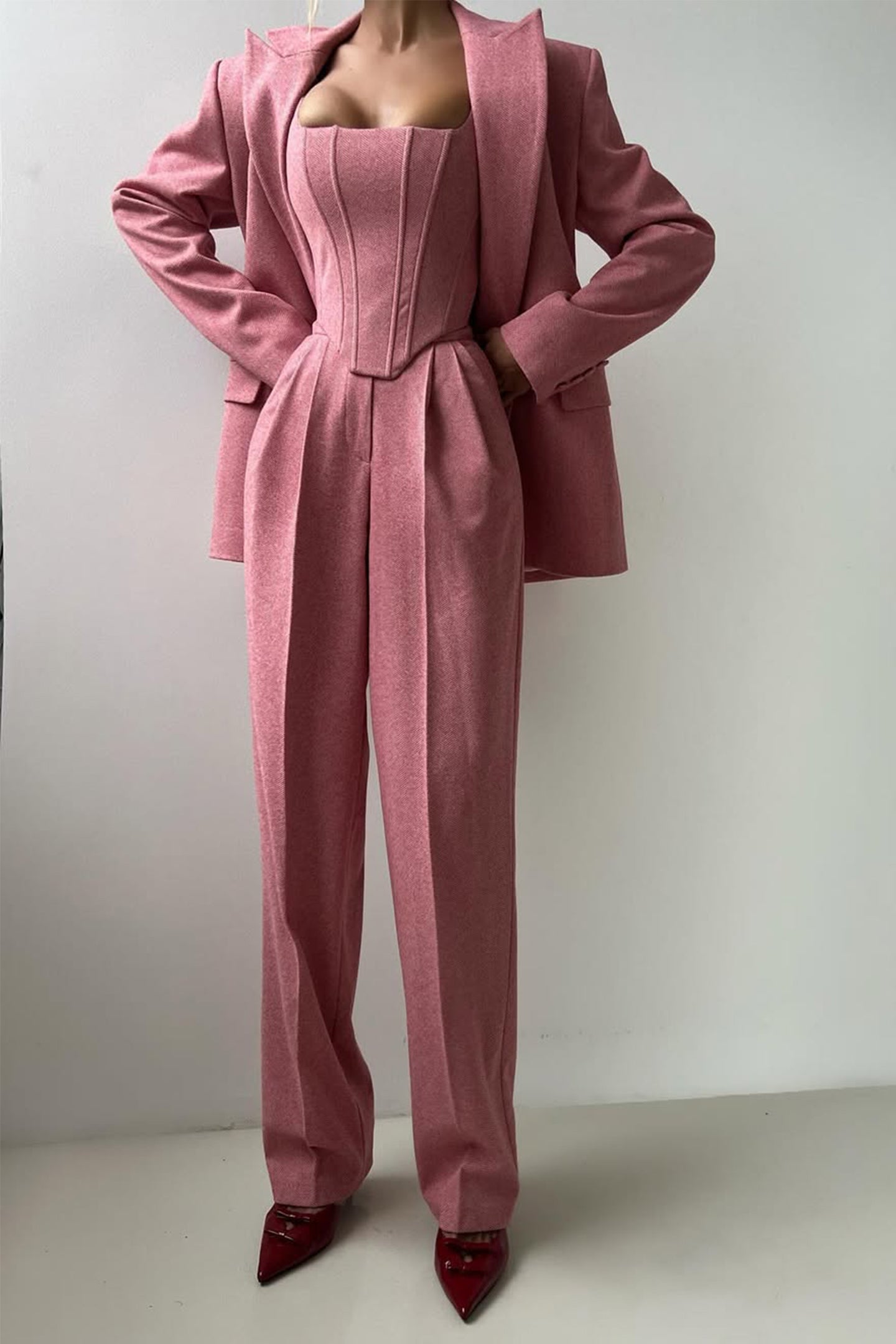 Women’s Three-Piece Suit Set with Double-Breasted Blazer 8