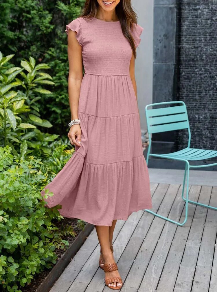 Women’s Tiered Maxi Dress with Cap Sleeves and Flattering Silhouette 11