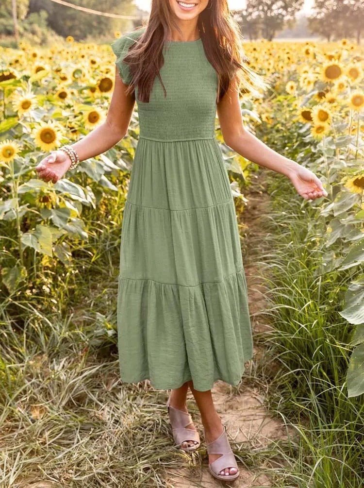 Women’s Tiered Maxi Dress with Cap Sleeves and Flattering Silhouette 5
