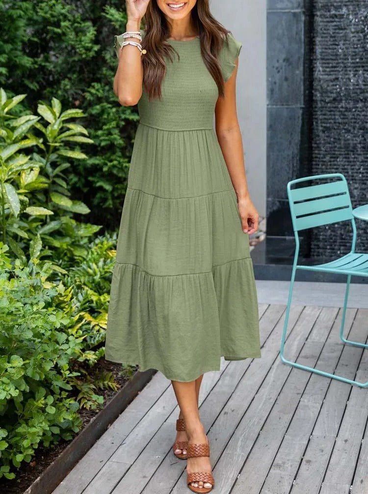 Women’s Tiered Maxi Dress with Cap Sleeves and Flattering Silhouette 6
