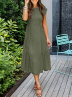 Women’s Tiered Maxi Dress with Cap Sleeves and Flattering Silhouette 8