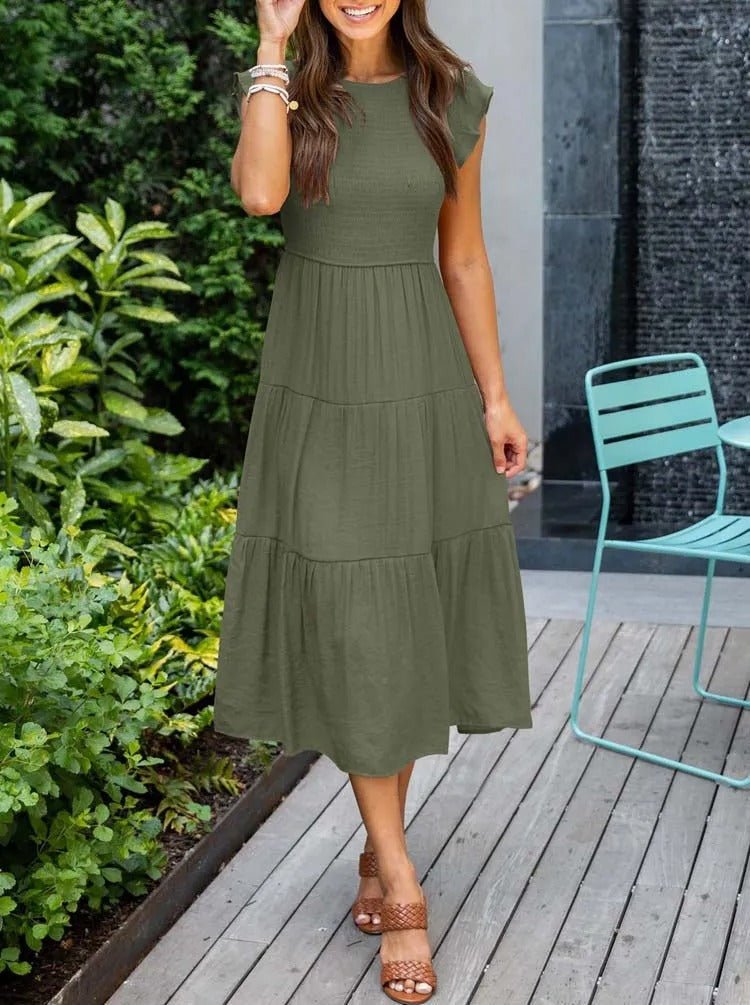 Women’s Tiered Maxi Dress with Cap Sleeves and Flattering Silhouette 8