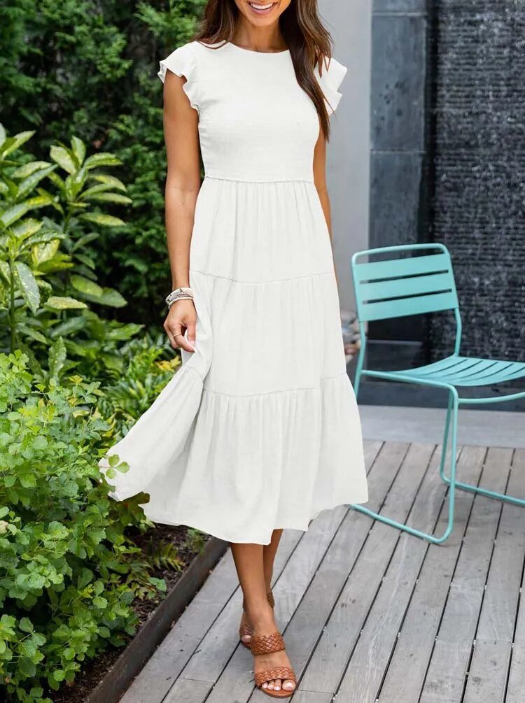 Women’s Tiered Maxi Dress with Cap Sleeves and Flattering Silhouette 9