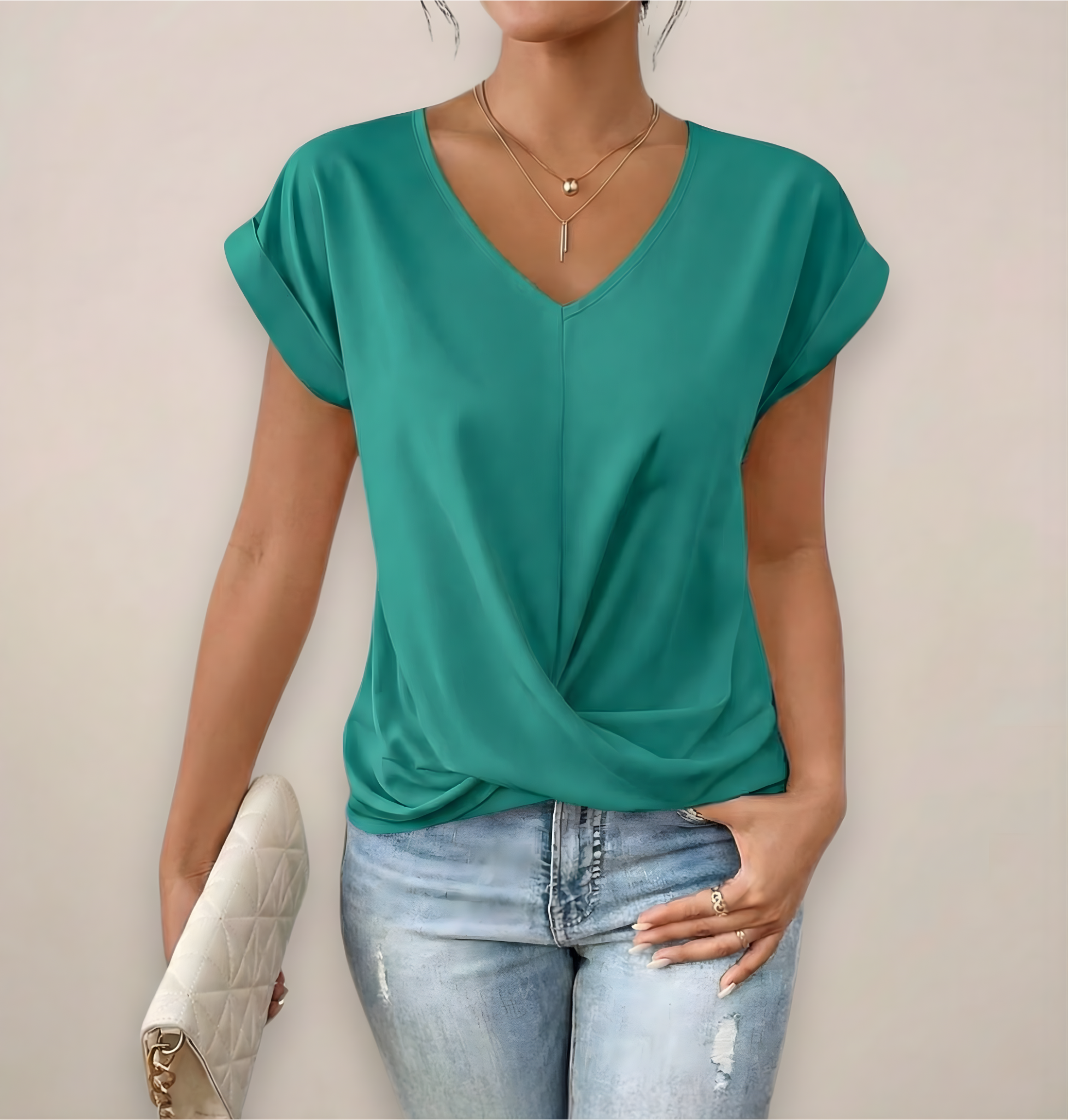 Women’s Twist Front V-Neck Top in Relaxed Fit for Going Out 5