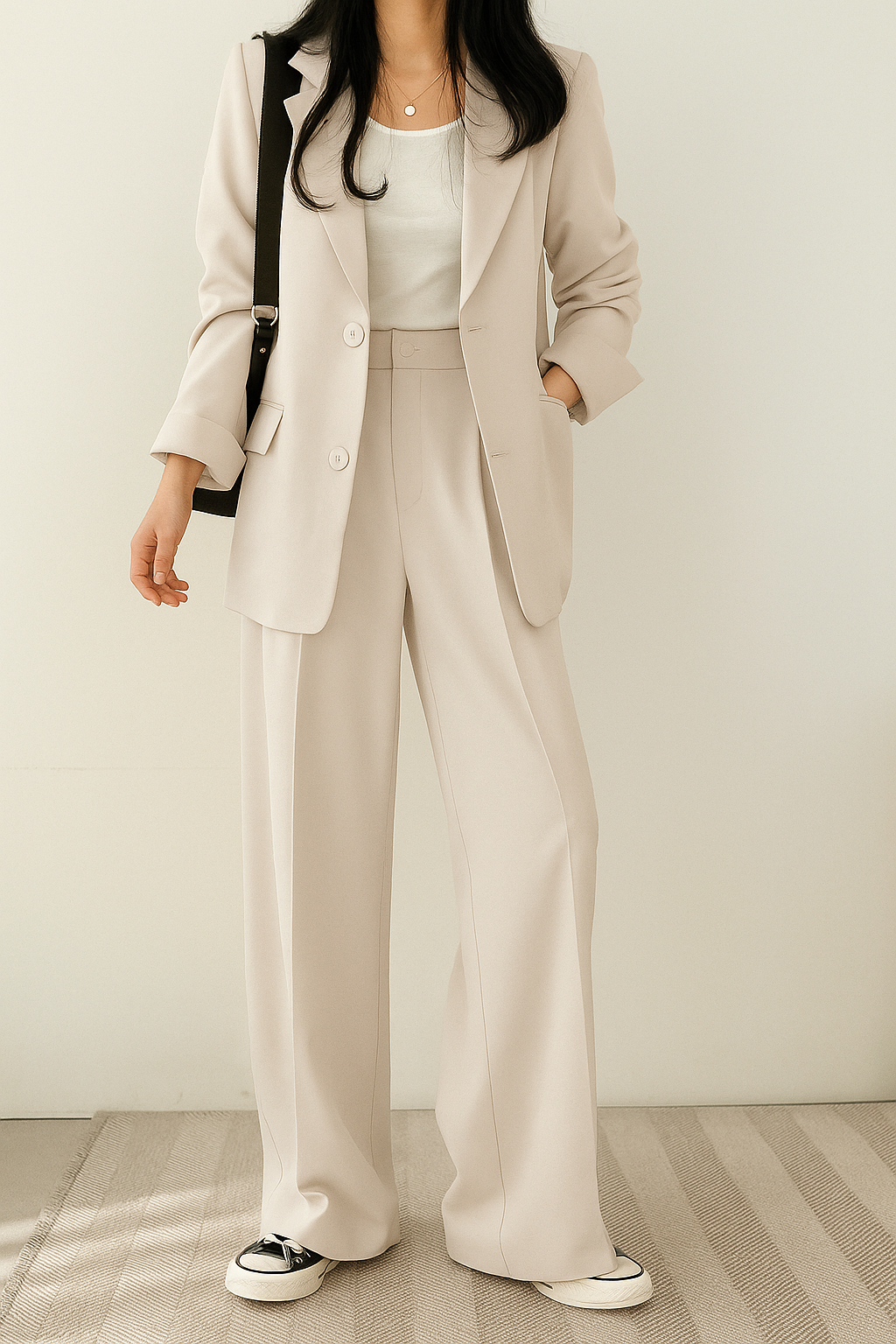 Women’s Two-Piece Blazer and Wide-Leg Pants Set for Effortless Style 3