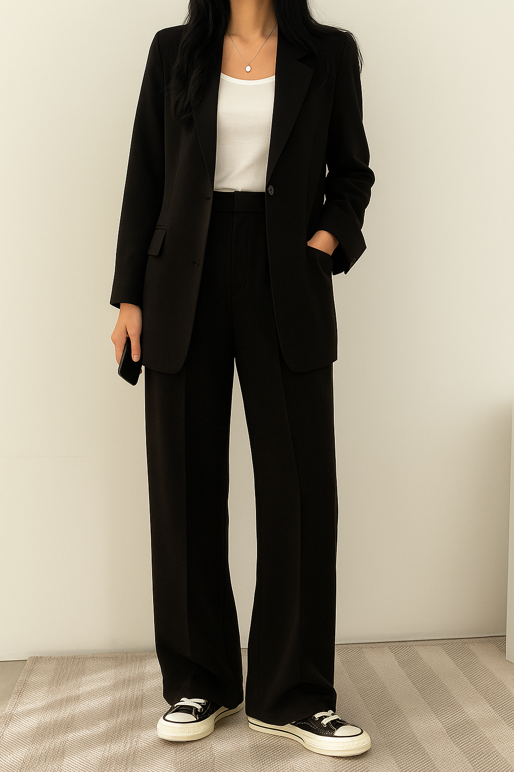 Women’s Two-Piece Blazer and Wide-Leg Pants Set for Effortless Style 4