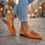 Women's Two-Tone Suede Flat Mules with Pompom Detail 6