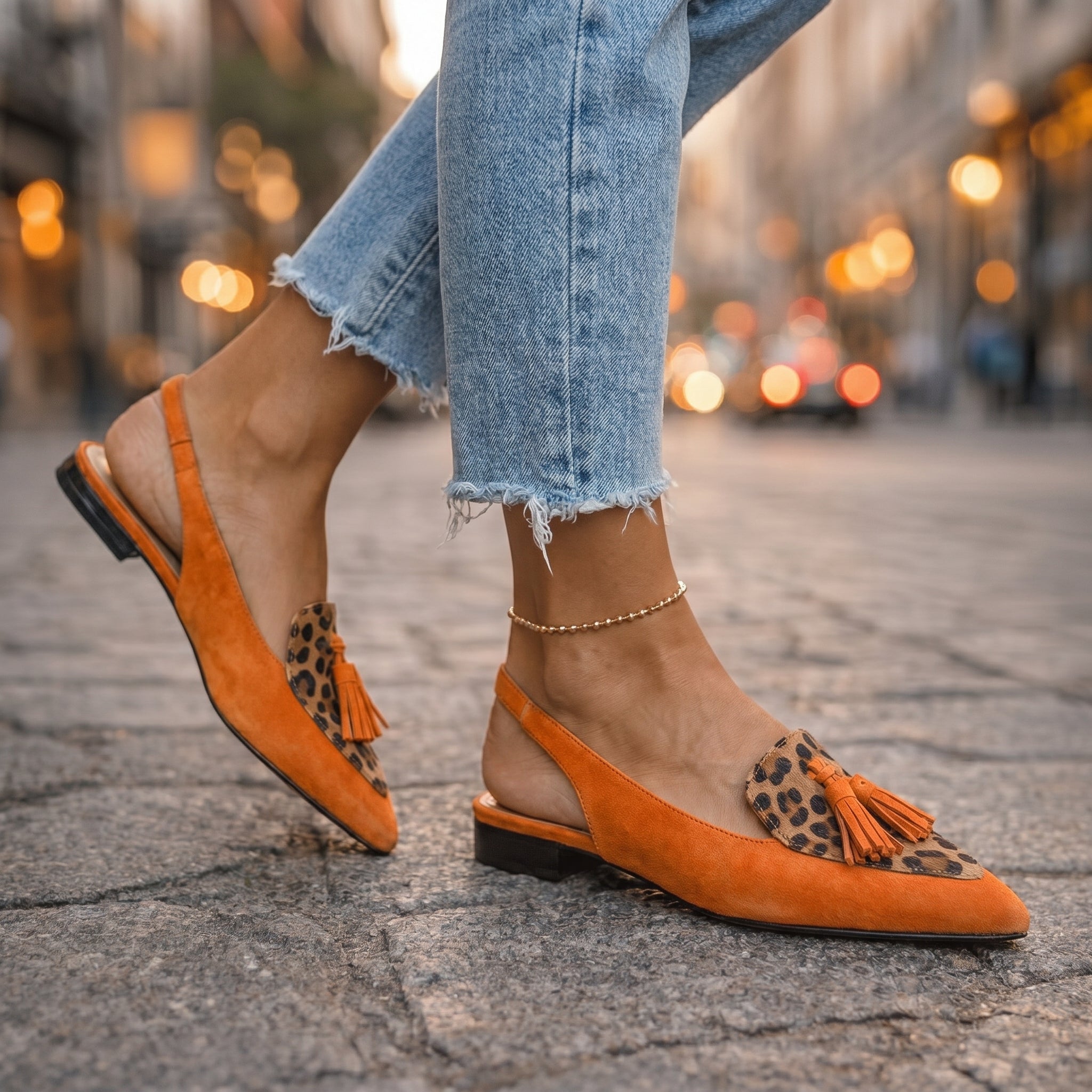 Women's Two-Tone Suede Flat Mules with Pompom Detail 6