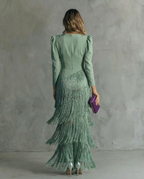 Women’s V-Neck Maxi Dress with Fringe Detail 6