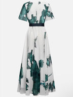 Women’s Watercolor Maxi Dress with V-Neck and Adjustable Waist for Summer Occasions 4
