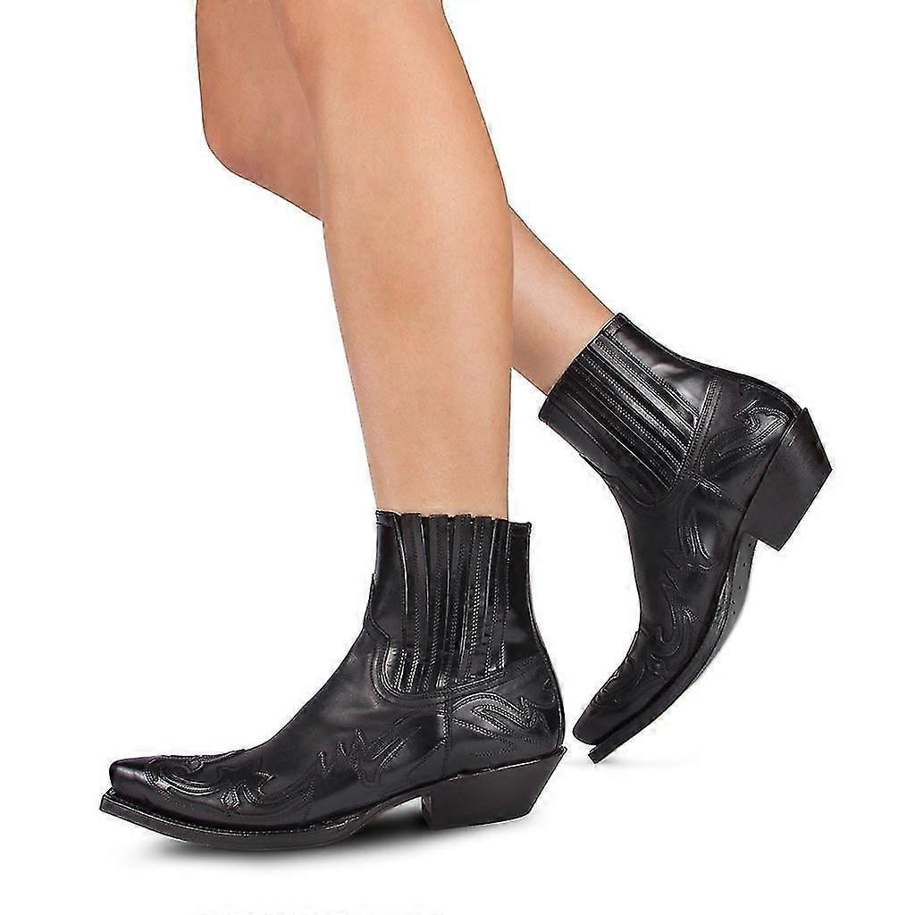 Women's Western Cowboy Boots in Brown Leather with Embroidered Details 2