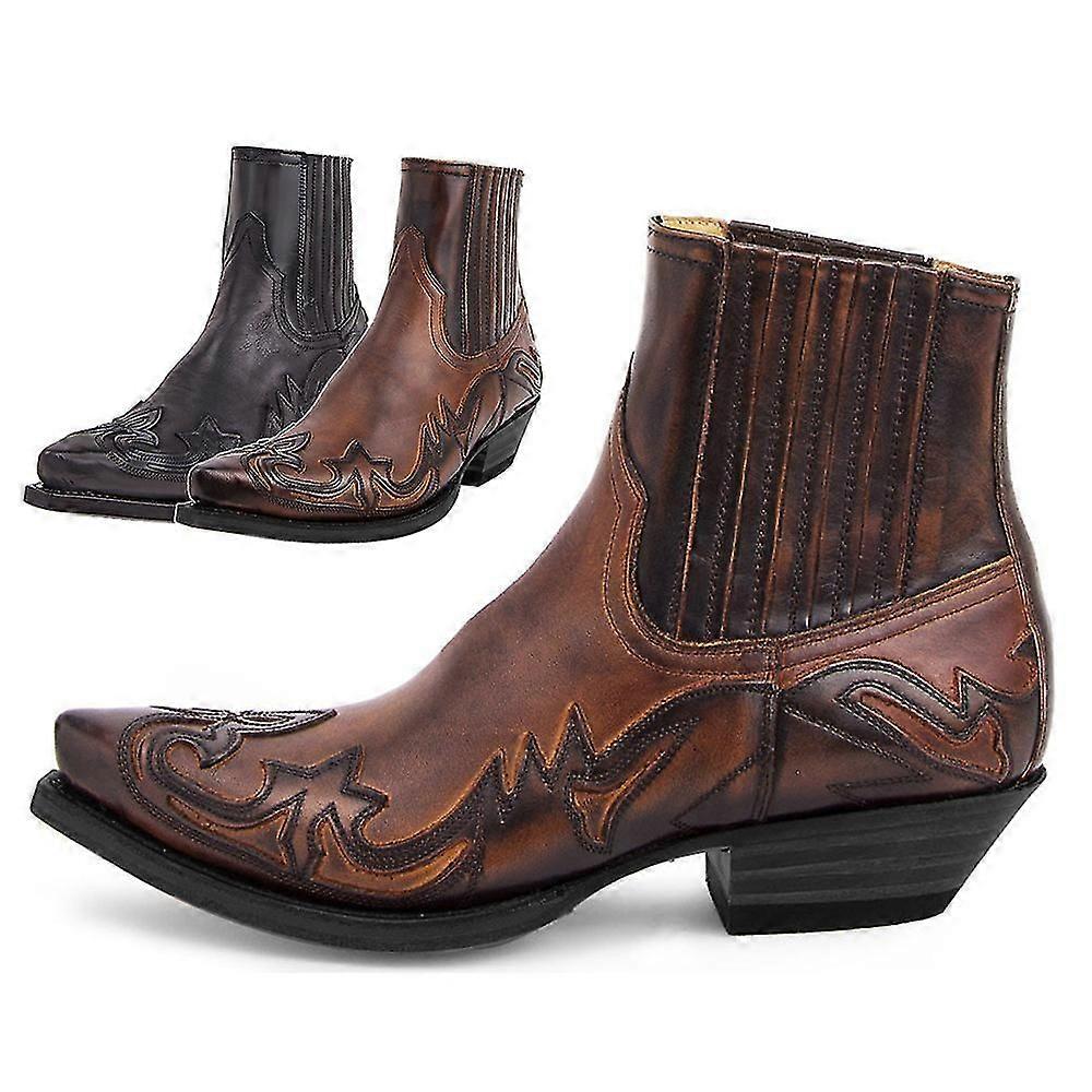 Women's Western Cowboy Boots in Brown Leather with Embroidered Details 3