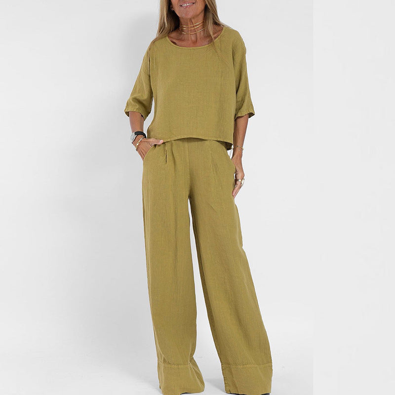 Women’s Wide Leg Linen Trousers with Relaxed Fit for Summer Style 1
