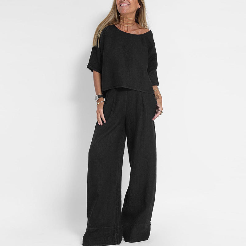 Women’s Wide Leg Linen Trousers with Relaxed Fit for Summer Style 2