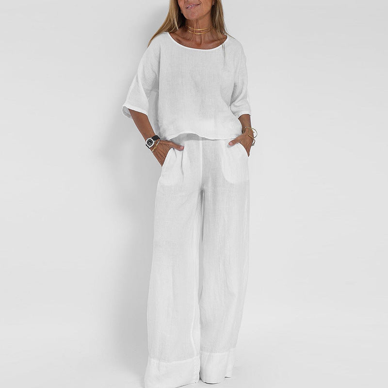 Women’s Wide Leg Linen Trousers with Relaxed Fit for Summer Style 3